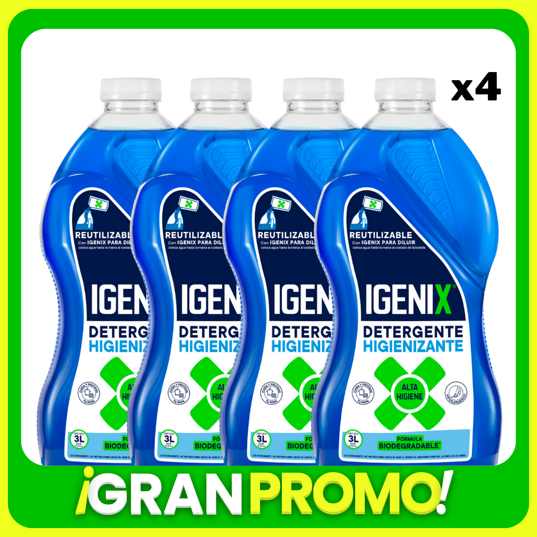 PROMO 4X DETERGENTE DE ROPA IGENIX 3LTS1