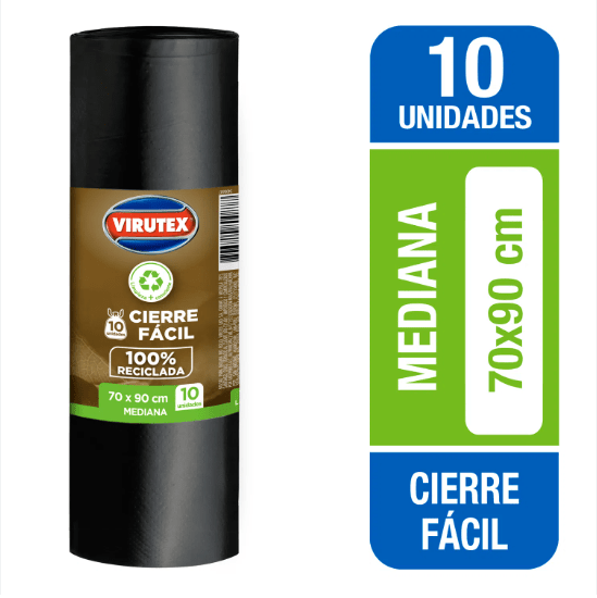 BOLSA BASURA ROLLO CIERRE FACIL 70X90 10 UN1