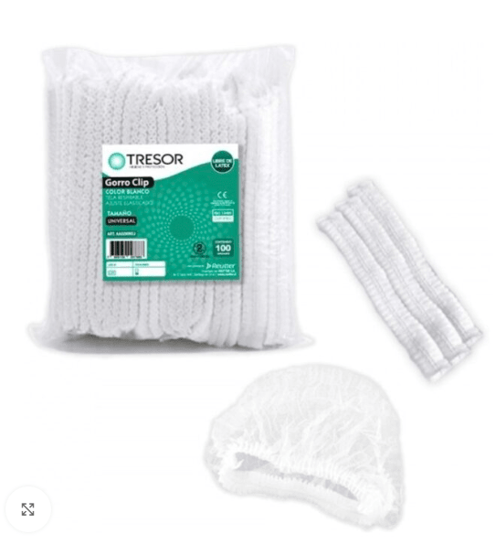 GORRO CLIP BLANCO BOLSA X 100 TRESOR2