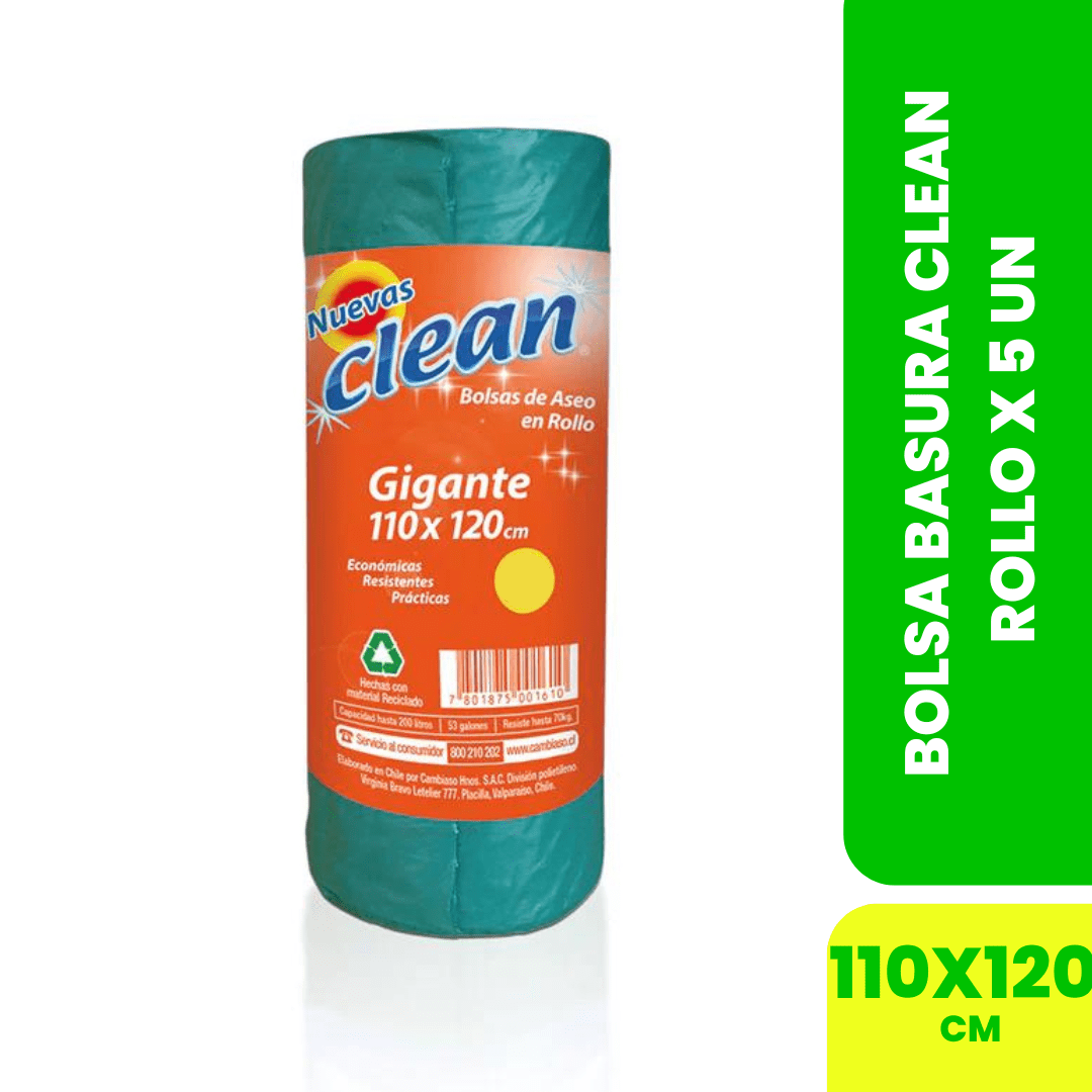 BOLSA BASURA ASEO CLEAN ROL 110X120 5 UN1