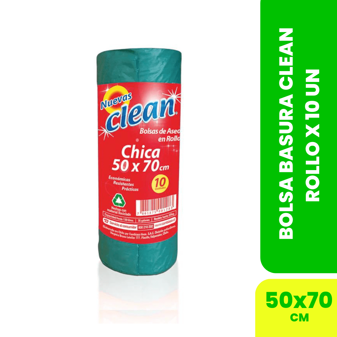 BOLSA BASURA ASEO CLEAN ROL 50X70 1O UN1