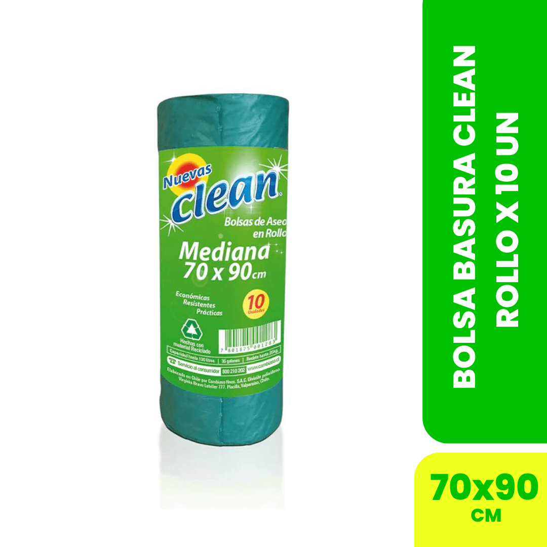 BOLSA BASURA ASEO CLEAN ROL 70X90 1O UN1