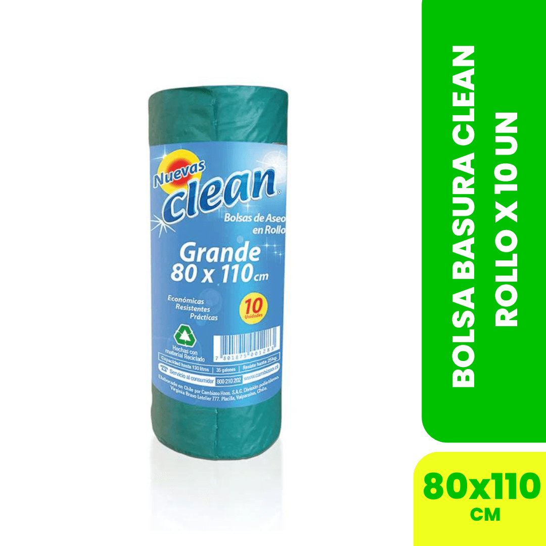 BOLSA BASURA ASEO CLEAN ROL 80X110 1O UN1