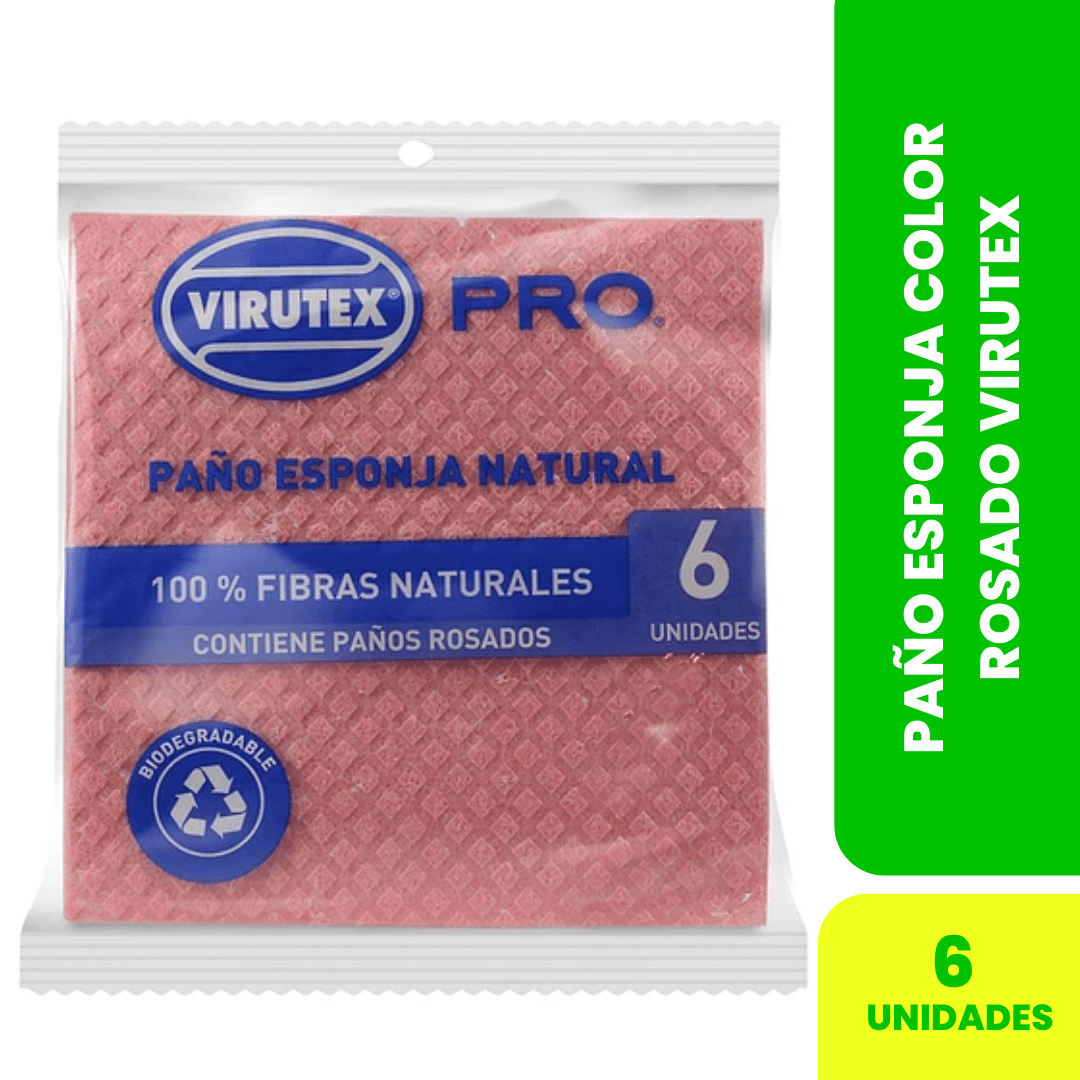 PAÑO ESPONJA COLOR ROSADO X6 VIRUTEX1