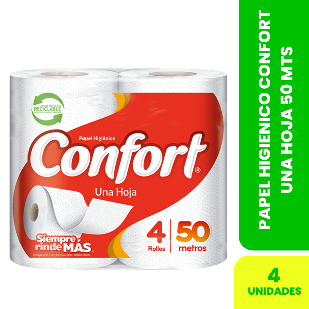 PAPEL HIGIENICO CONFORT 50 MTS X42