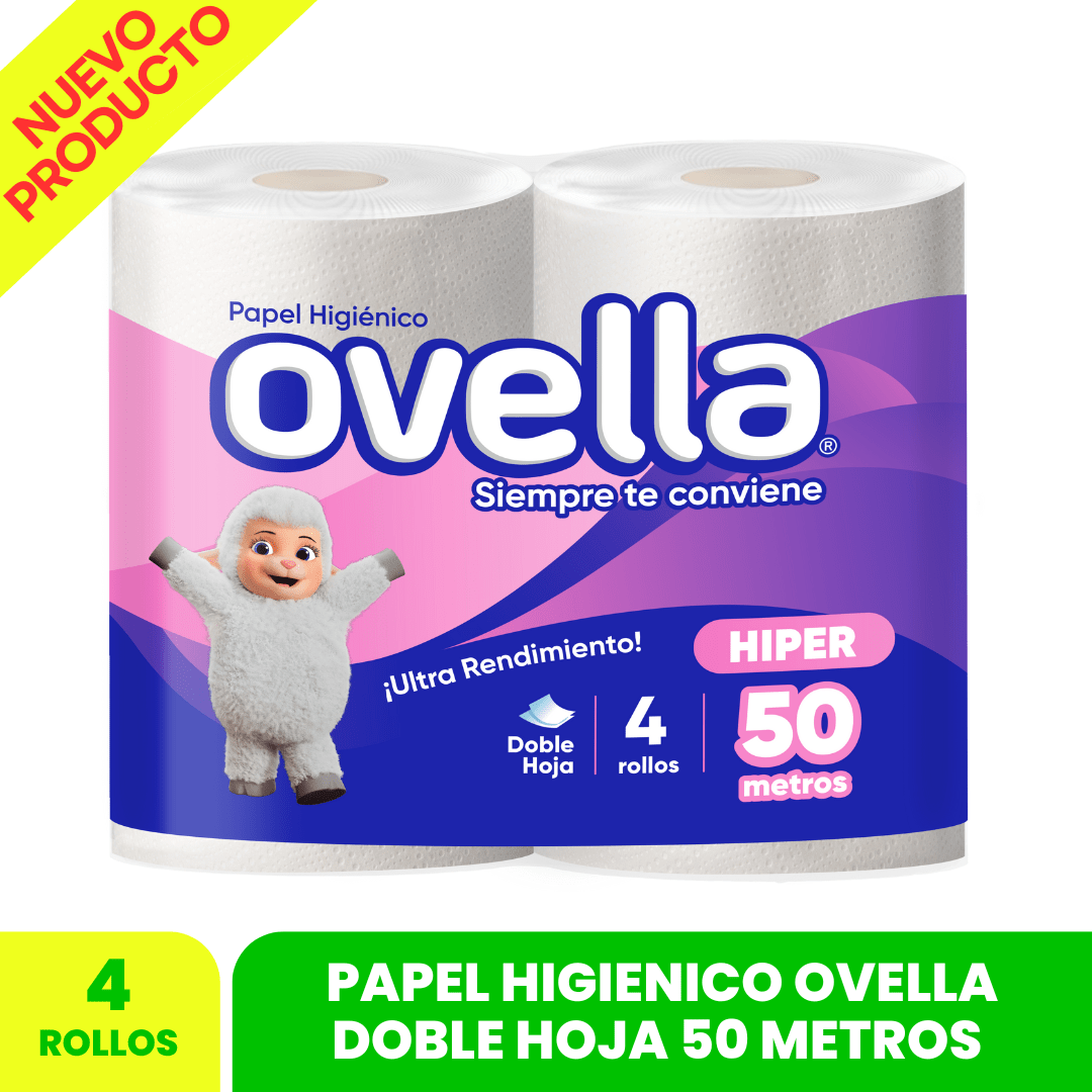 Papel Higiénico OVELLA Doble Hoja 50 MTS X 4 UN.1