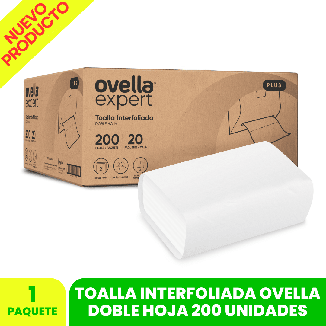 Toalla Interfoliada OVELLA Doble Hoja 200 UN.1