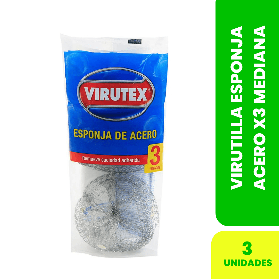 VIRUTILLA ESPONJA ACERO X3 MEDIANA - CLÁSICA1