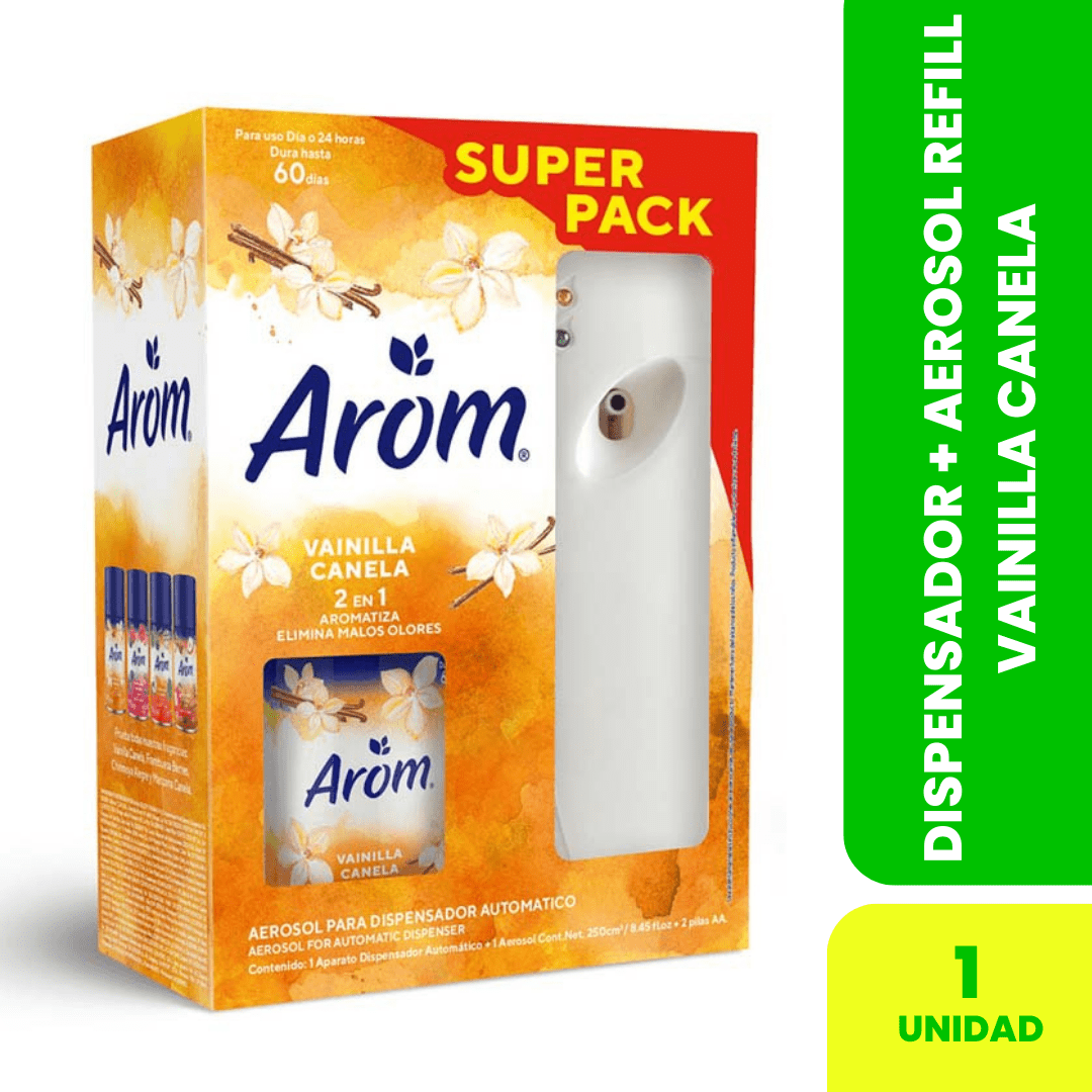 Dispensador + Aerosol Refill Vainilla Canela + 2BatAA1