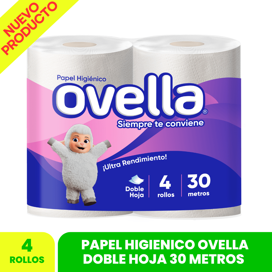 Papel Higiénico OVELLA Doble Hoja 30 MTS X 4 UN.1