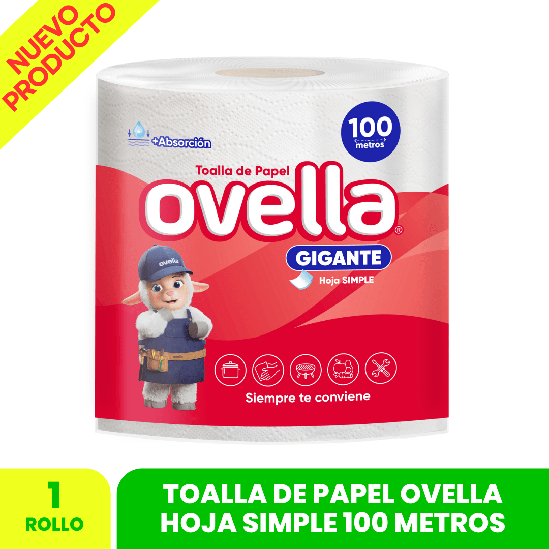 Toalla De Papel OVELLA Hoja Simple 100 MTS.1