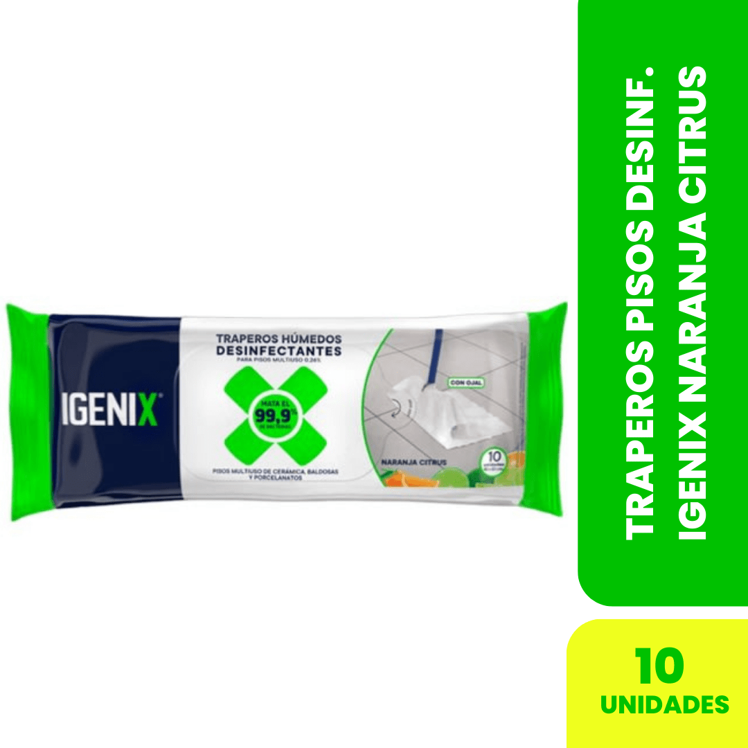 Traperos Pisos Desinf. Igenix Naranja Citrus 10u1