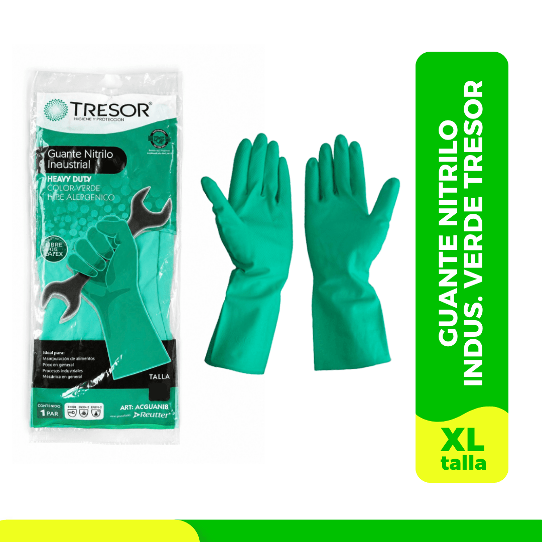 GUANTE NITRILO INDUSTRIAL VERDE TALLA 10 - XL1