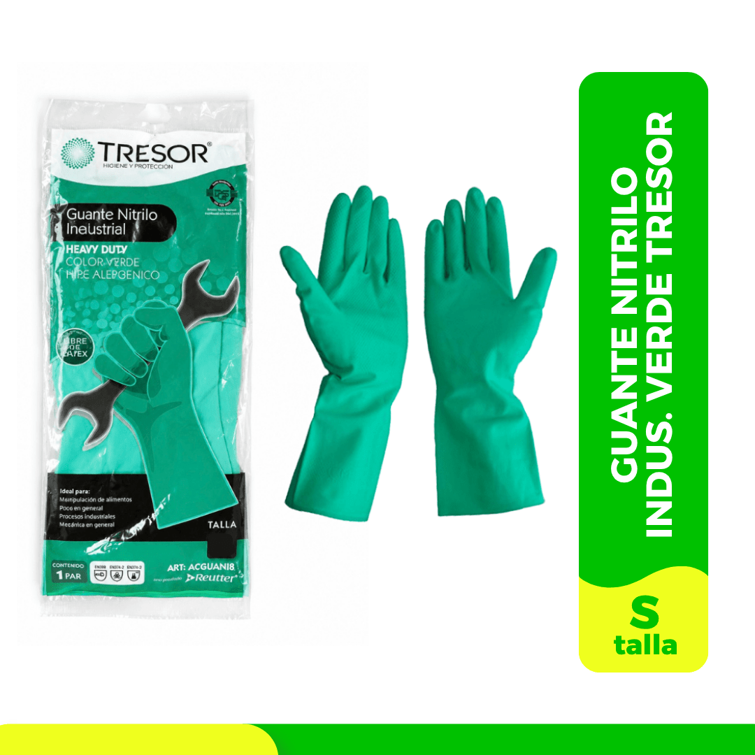 GUANTE NITRILO INDUSTRIAL VERDE TALLA 7 - S1