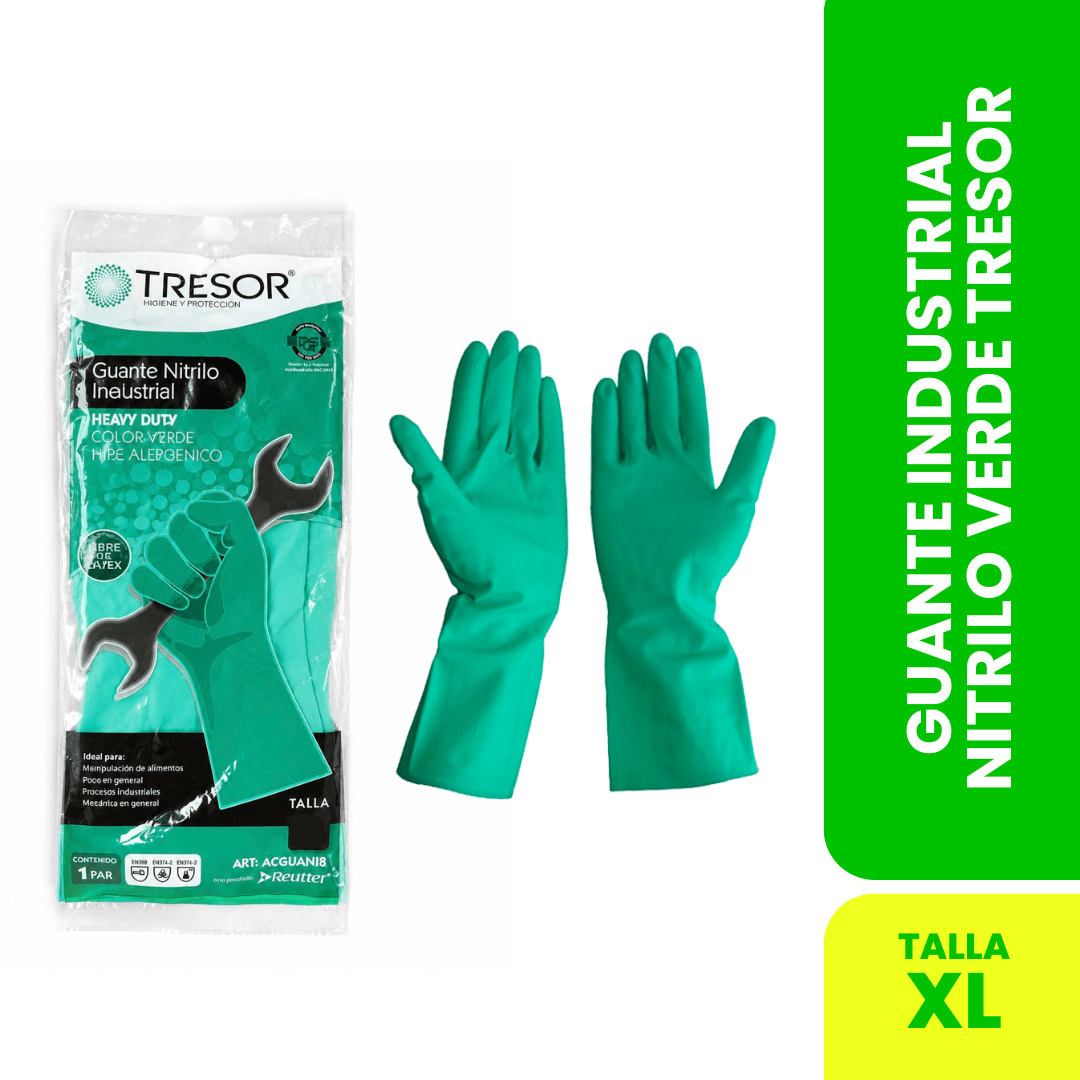 GUANTE NITRILO INDUSTRIAL VERDE TALLA 10 - XL1