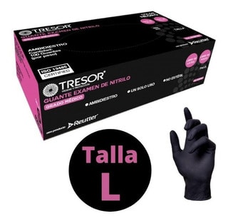 GUANTE EX.NITRILO LIBRE/P NEGRO TRESOR L X1001