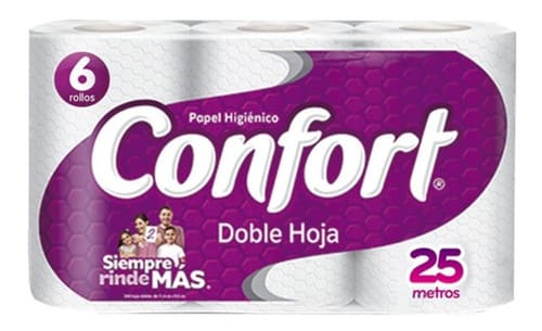 PAPEL HIGIENICO CONFORT D/HOJA 25MT X61