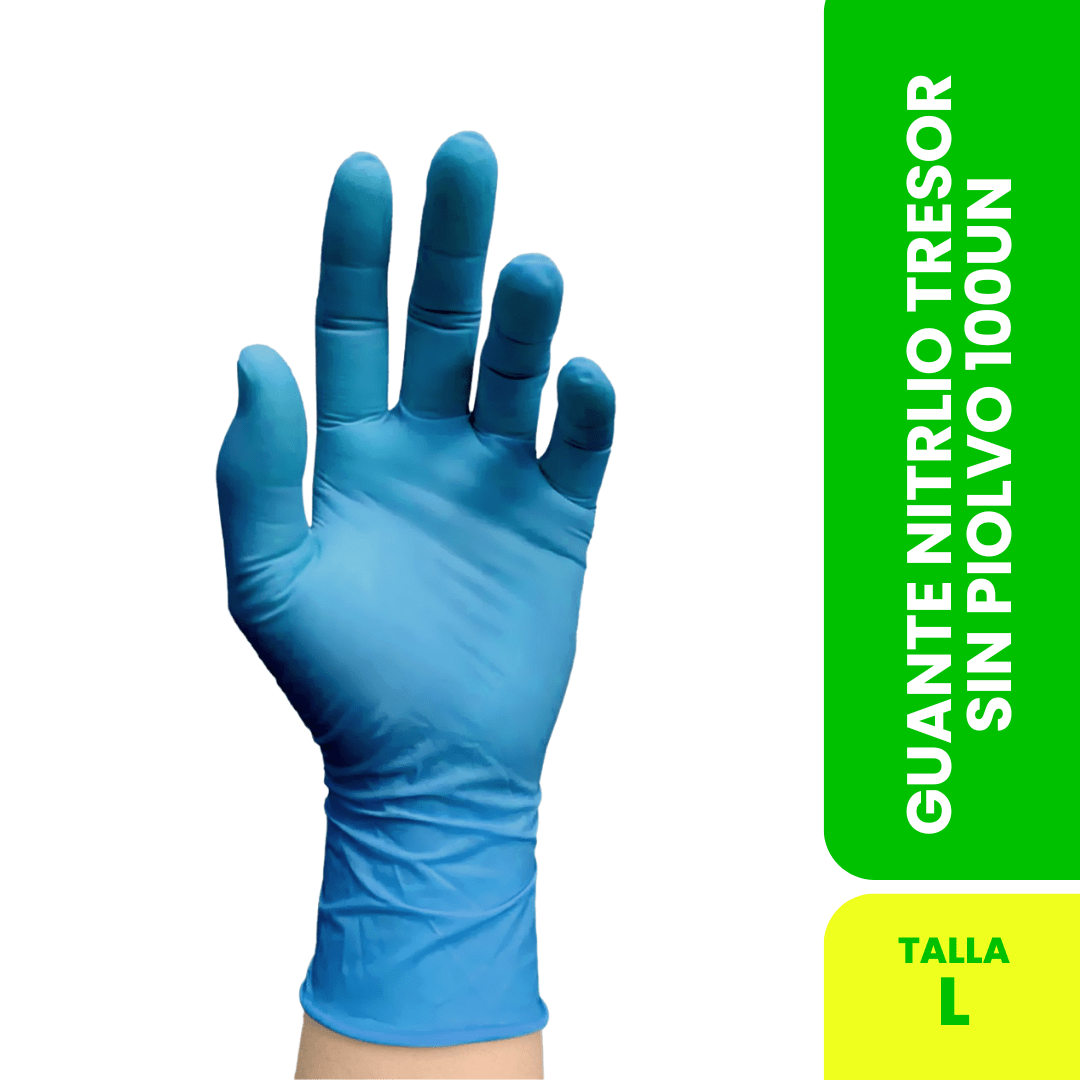 GUANTE EX. NITRILO L/P AZUL TRESOR L X1002