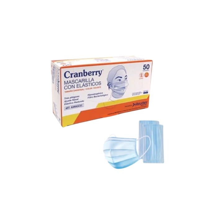 MASCARILLA 3P CELESTE C/ELASTICO Y FILTRO USO MEDICO X501