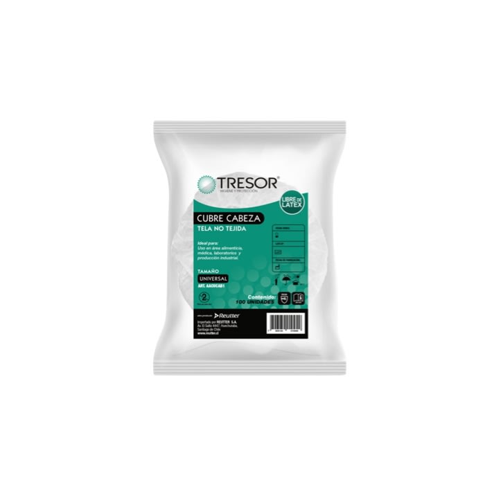 CUBRE CABEZA DESECHABLE TRESOR  BOLSA X 100 UN.1