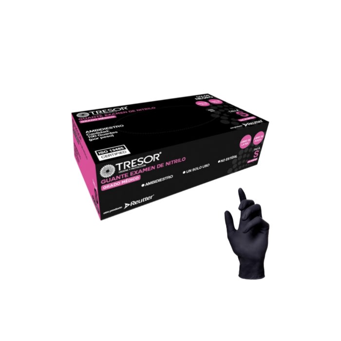 GUANTE EX.NITRILO LIBRE/P NEGRO TRESOR S X1001