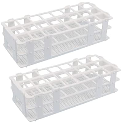 Soporte de plástico para tubos de ensayo de 25mm, 24 agujeros, blanco, desmontable(Inc. IGV)