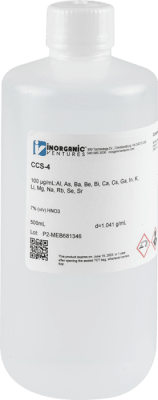 100 ppm Aklali, Alkaline Earth, Non-Transition Elements ICP Standard-INORGANIC VENTURES, CCS-4-500ML(INC IGV)1