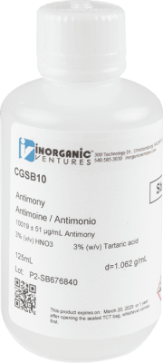 1000ug/mL ANTIMONY 125mL/ ISO17034. (INC IGV)