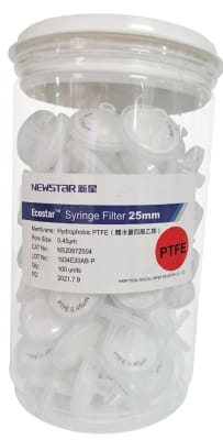Filtro de jeringa Hidrofobico PTFE 25 mm poro 0.45 um x 100 und NS208725041