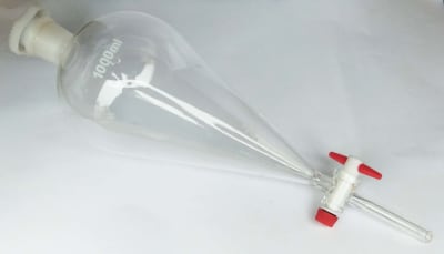 Embudo Sep. De Vidrio en forma de Pera con Llave de Paso 1 PTFE (Inc. IGV)