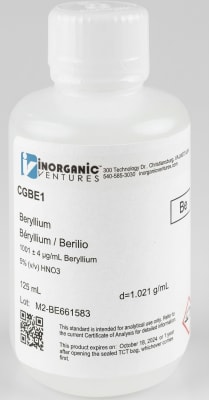 1000ug/mL BERYLLIUM 125mL (INC IGV)