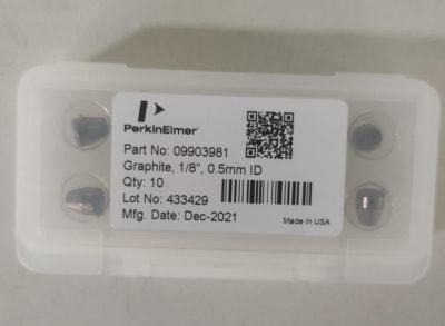 Graphite Capillary Column Ferrules - 0.125 in Nut x 0.5 mm I.D. PQ10 (INC IGV)