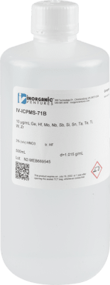 ESTANDAR DE CALIBRACION/CONTROL DE CALIDAD ICP DE ELEMENTO REFRACTARIO DE 10 PPM 500ML-INORGANIC VENTURES, IV-ICPMS-71B-500ML