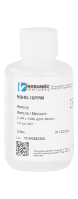 10ug/mL MERCURY HCl 125mL-INORGANIC VENTURES,MSHG-10PPM-125ML (INC IGV)1