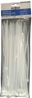 PREICINTO DE SEGURIDAD NYLON TRANSPARENTE 3.6 MM X 200 MM /50 PCS (CINTILLOS) (INC IGV)