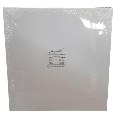 QUANTITATIVE (ASHLESS) FILTER PAPER, 24.0cm, (20-25µm) (CLOSELY SIMILAR TO GRADE 41) 100/PK-OMICRON, 410240R (INC IGV)