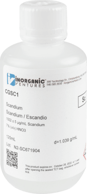 1000ug/mL SCANDIUM, 125mL-ISO 17034 (INC IGV)1