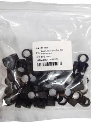 Black Screw Open-top PP Cap With Beige PTFE/Beige Silicone Septa; 13mm PQ100 (INC IGV)1