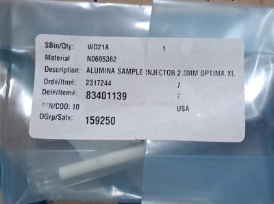 ALUMINA SAMPLE INJECTOR 2.0MM OPTIMA XL (INC IGV)