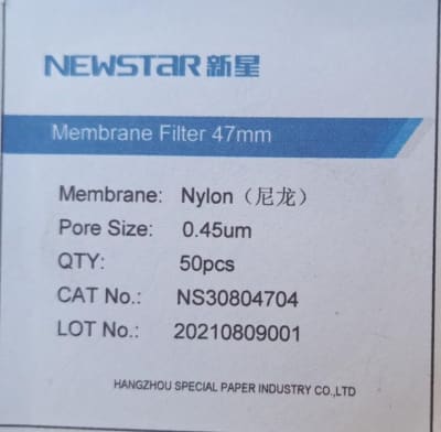 MEMBRANE FILTER 47MM 0.45UM 50PCS-NEWSTAR (INC IGV)