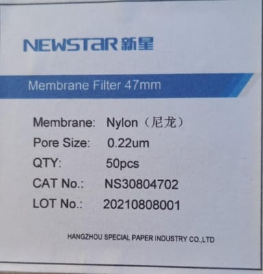 MEMBRANE FILTER 47MM 50PCS 0.22UM-NEWSTAR (INC IGV)