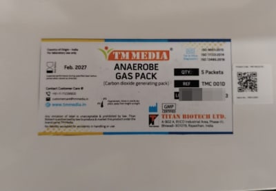 ANAEROBE GAS PACK PK/5-TM MEDIA, TMC 001D (INC IGV)