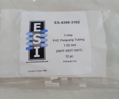 Tubos de PVC para bomba peristáltica (con 3 topes, diámetro interior de 1,02 mm), distancia entre topes de 72 mm (blanco/blanco/blanco), paquete de 12 unidades. (INC IGV)1