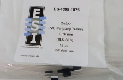 Tubos de PVC para bomba peristáltica (con 2 topes, diámetro interior de 0,76 mm, distancia entre topes de 151 mm, código de color negro/negro), paquete de 12 unidades. (INC IGV)