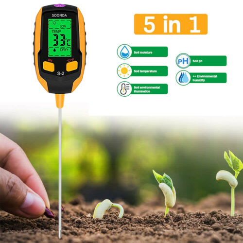 LCD Digital PH Soil Tester Water Moisture Temperature Sunlight Test Meter Plant Envirotechlab