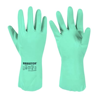 GUANTE NITRILO FLOCADO VERDE RESISTOR