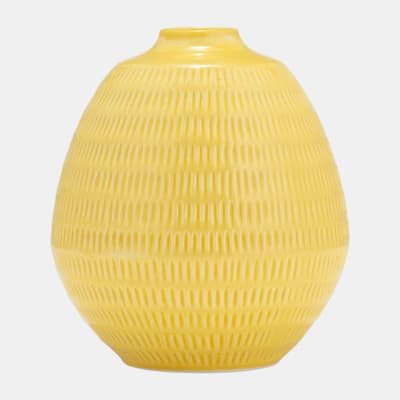 VASE STRIPE OVAL YELLOW