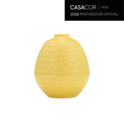 VASE STRIPE OVAL YELLOW