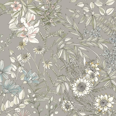 WALLPAPER FULL BLOOM GREY