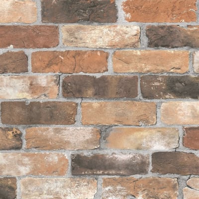 WALLPAPER BRICK ORANGE RUSTIC